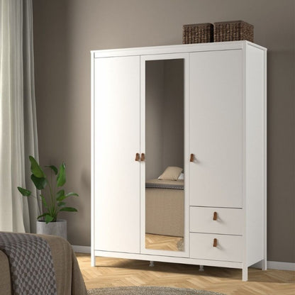 Furniture To Go Barcelona 2 Doors 1 Mirror Door 2 Drawers Wardrobe White