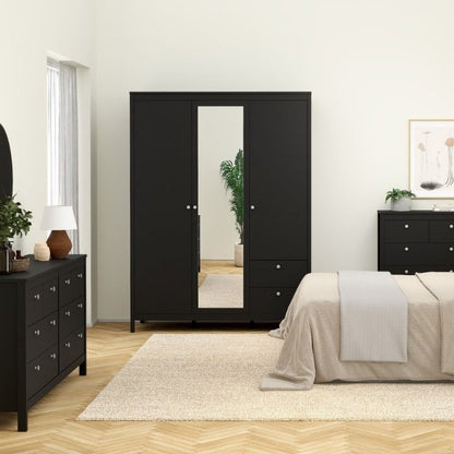 Furniture To Go Madrid 2 Doors 1 Mirror Door 2 Drawers Wardrobe Matte Black