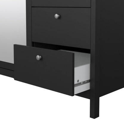 Furniture To Go Madrid 2 Doors 1 Mirror Door 2 Drawers Wardrobe Matte Black
