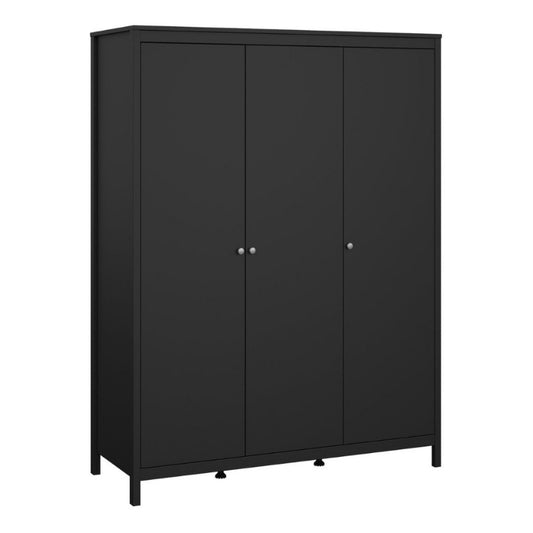 Furniture To Go Madrid 3 Door Wardrobe Matte Black