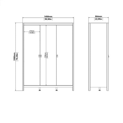 Furniture To Go Madrid 3 Door Wardrobe White