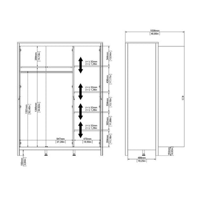 Furniture To Go Madrid 3 Door Wardrobe White