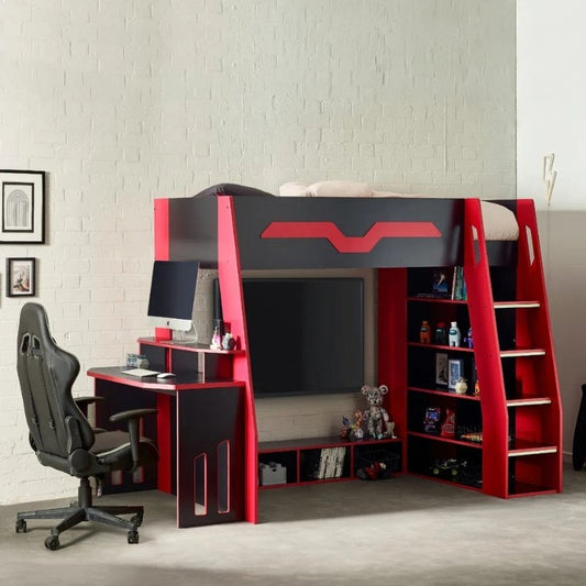 Julian Bowen Eagle Gaming High Sleeper Bed Black & Red