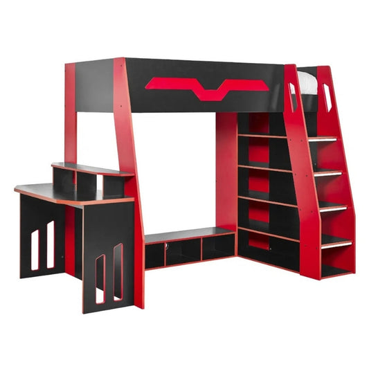 Julian Bowen Eagle Gaming High Sleeper Bed Black & Red