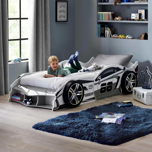 Julian Bowen Storm Racer Car Bed White & Grey