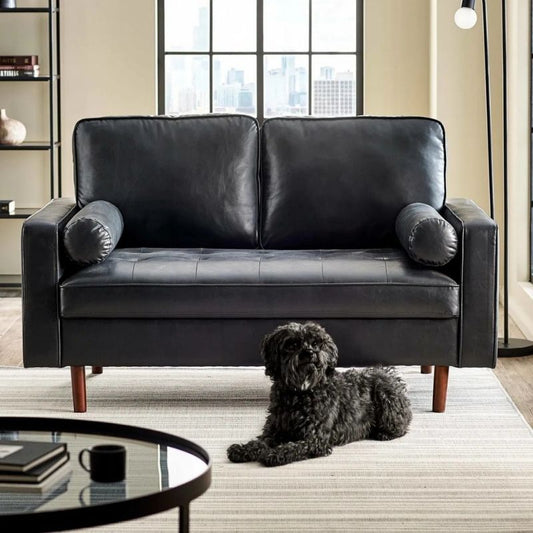 Julian Bowen Henley 2 Seater Sofa With Bolsters Black