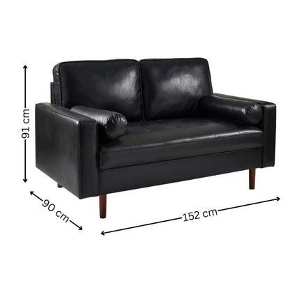 Julian Bowen Henley 2 Seater Sofa With Bolsters Black