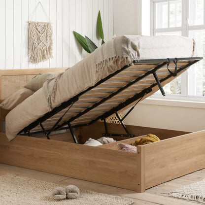 Birlea Croxley King Size Oak Rattan Ottoman Bed