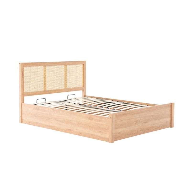 Birlea Croxley King Size Oak Rattan Ottoman Bed