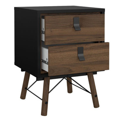 Furniture To Go Ry Package - Wardrobe 3 doors + 3 drawers + Double chest of drawers 6 drawers + Bedside cabinet 2 drawer in Matte Black Walnut