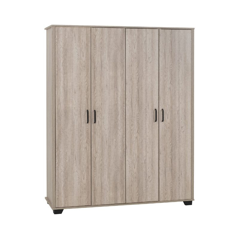 Seconique Oliver 4 Door Wardrobe Bedroom Set Light Oak Effect