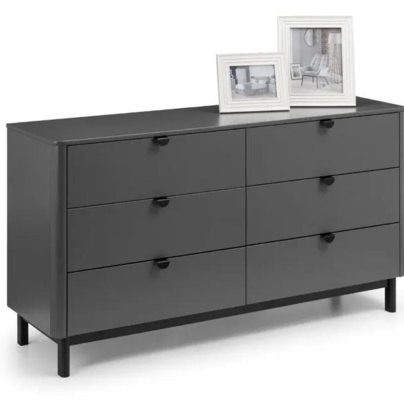 Julian Bowen Chloe 6 Drawer Wide Chest Storm Grey/Black