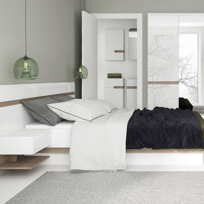 Furniture To Go Chelsea Bedroom Kingsize Bed in White with a Oak Trim with Lift Up Function