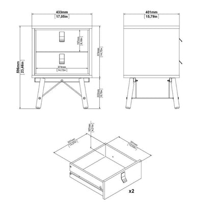 Furniture To Go Ry Package - Wardrobe 3 doors + 3 drawers + Double chest of drawers 6 drawers + Bedside cabinet 2 drawer in Matte White