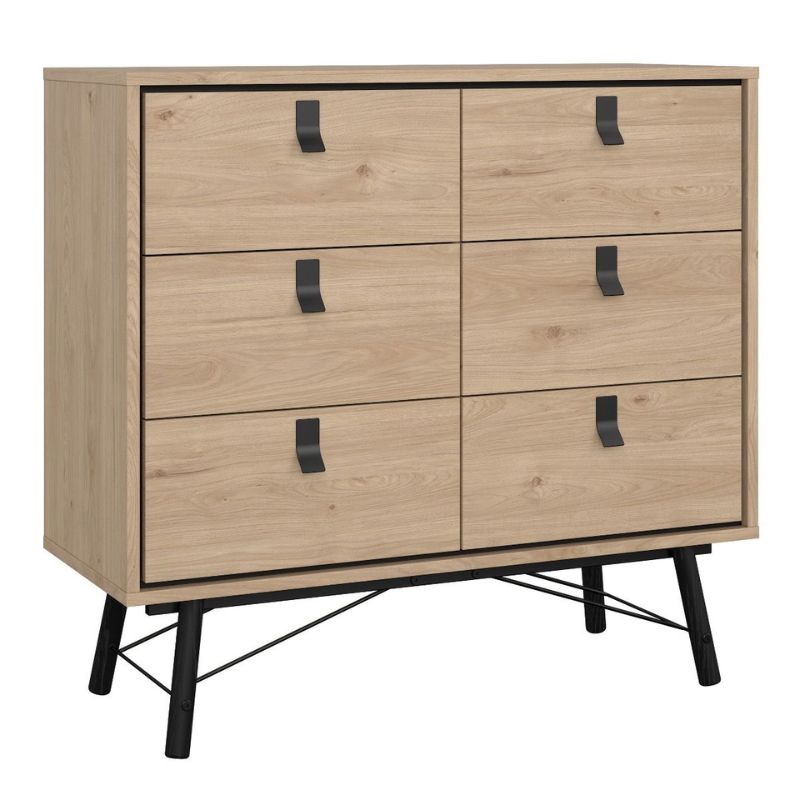 Furniture To Go Ry Package - Wardrobe 3 doors + 3 drawers + Double chest of drawers 6 drawers + Bedside cabinet 2 drawer in Matte White