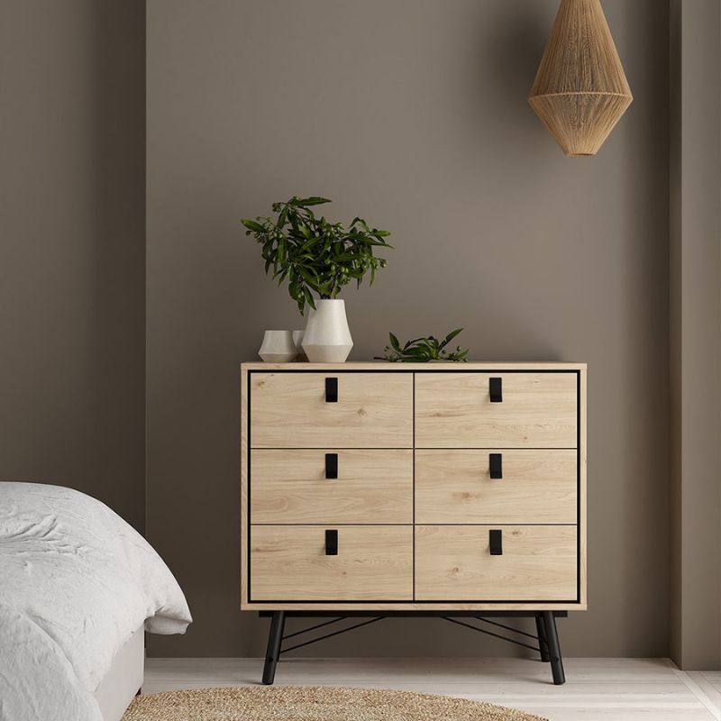 Furniture To Go Ry Package - Wardrobe 3 doors + 3 drawers + Double chest of drawers 6 drawers + Bedside cabinet 2 drawer in Matte White