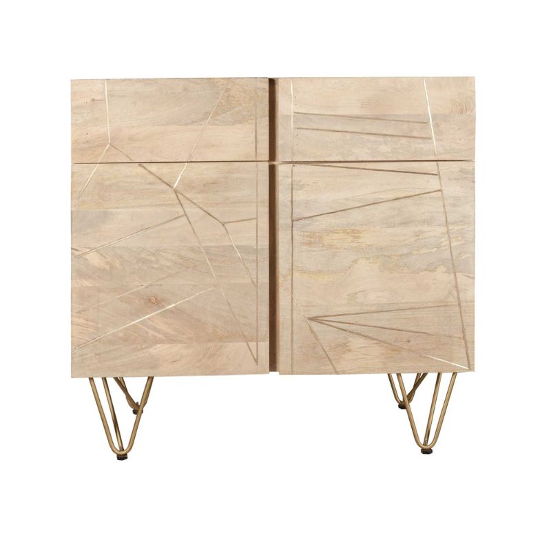 Indian Hub Light Gold 2 Door Medium Sideboard