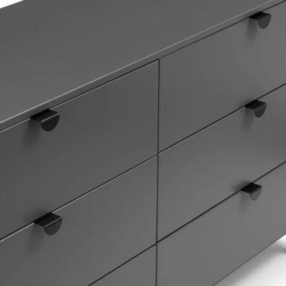 Julian Bowen Chloe 6 Drawer Wide Chest Storm Grey/Black