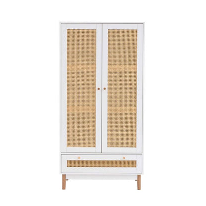 Birlea Croxley 2 Door 1 Rattan Wardrobe White