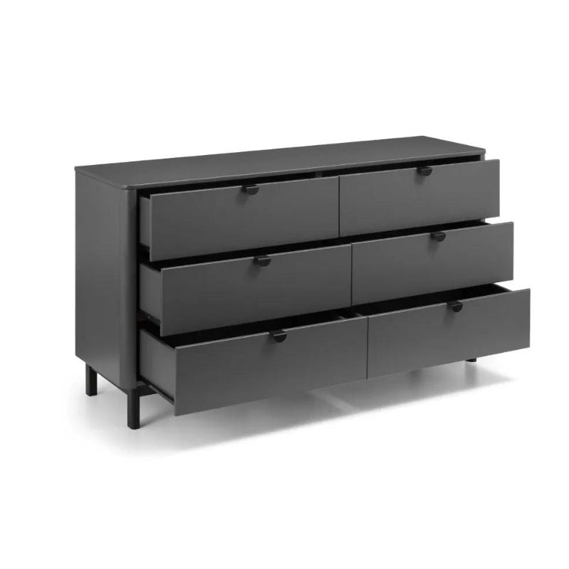 Julian Bowen Chloe 6 Drawer Wide Chest Storm Grey/Black