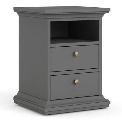 Furniture To Go Paris Package - Bedside 2 Drawers in + Chest of 4 Drawers + Wardrobe with 2 Doors Matte Grey