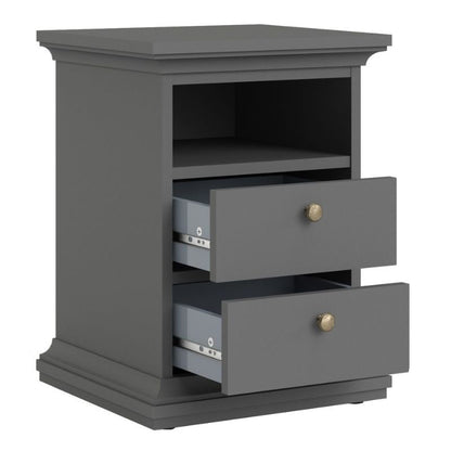 Furniture To Go Paris Package - Bedside 2 Drawers in + Chest of 4 Drawers + Wardrobe with 2 Doors Matte Grey