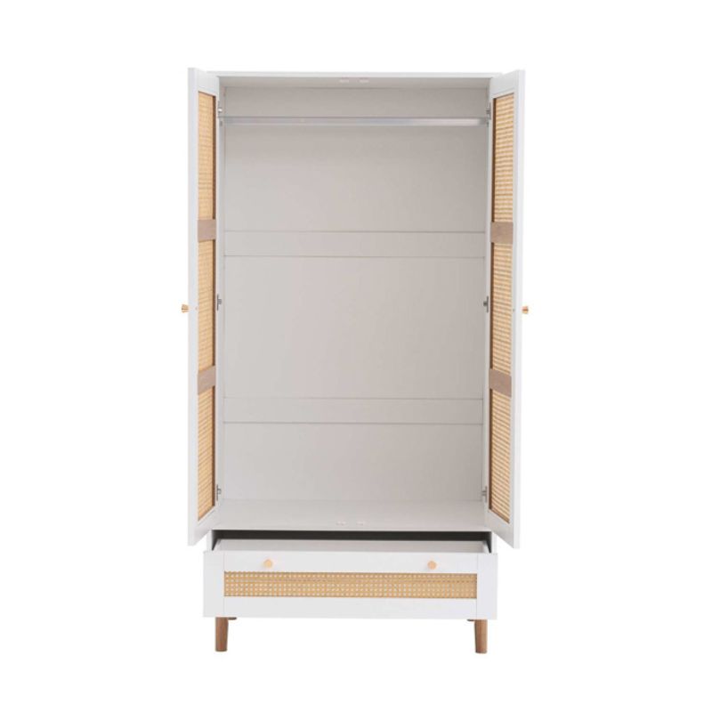 Birlea Croxley 2 Door 1 Rattan Wardrobe White