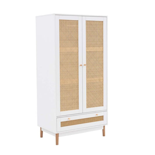 Birlea Croxley 2 Door 1 Rattan Wardrobe White