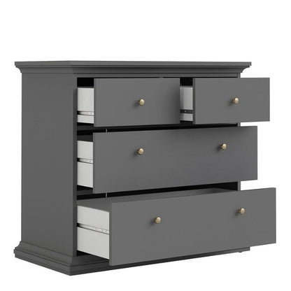 Furniture To Go Paris Package - Bedside 2 Drawers in + Chest of 4 Drawers + Wardrobe with 2 Doors Matte Grey