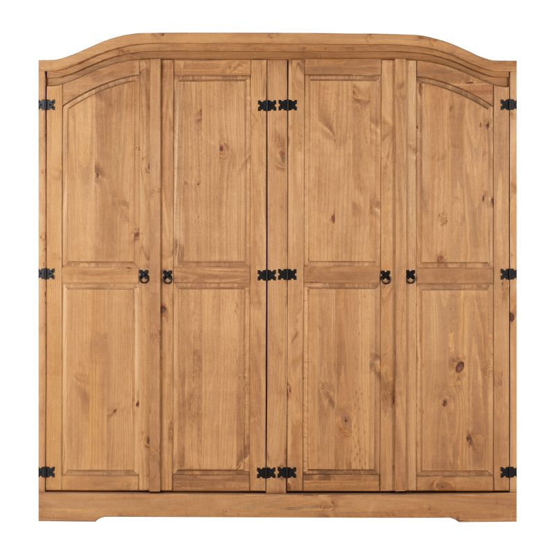 Seconique Corona 4 Door Wardrobe Distressed Waxed Pine