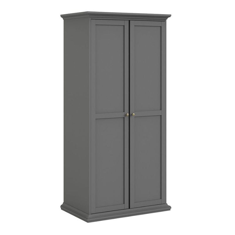 Furniture To Go Paris Package - Bedside 2 Drawers in + Chest of 4 Drawers + Wardrobe with 2 Doors Matte Grey