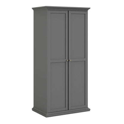 Furniture To Go Paris Package - Bedside 2 Drawers in + Chest of 4 Drawers + Wardrobe with 2 Doors Matte Grey