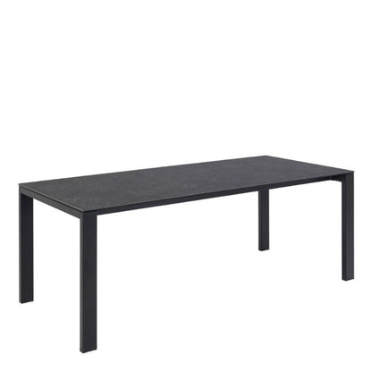  Black table with matching top and legs.