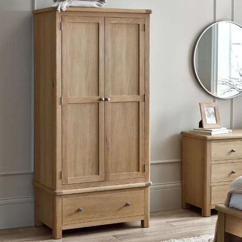 Julian Bowen Memphis 2 Door 1 Drawer Wardrobe Limed Oak