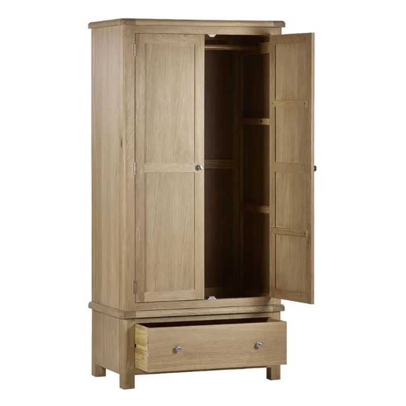 Julian Bowen Memphis 2 Door 1 Drawer Wardrobe Limed Oak