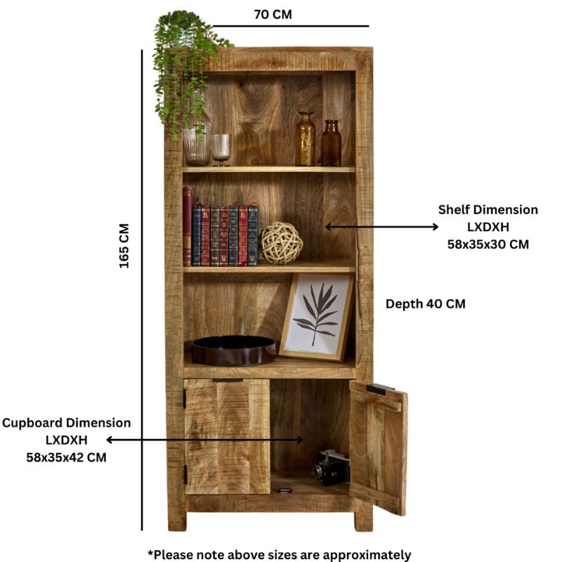 Indian Hub Surrey Solid Wood Bookcase with Doors