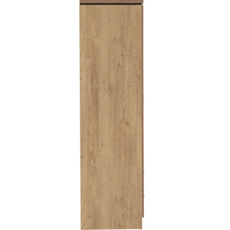 Seconique Charles 4 Door 2 Drawer Mirrored Wardrobe Oak Effect Veneer with Walnut Trim