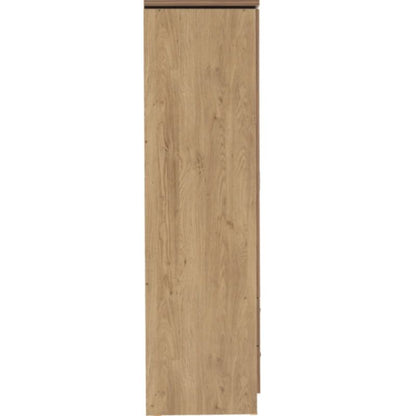 Seconique Charles 4 Door 2 Drawer Mirrored Wardrobe Oak Effect Veneer with Walnut Trim