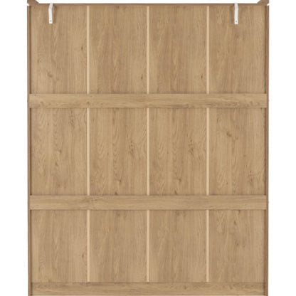 Seconique Charles 4 Door 2 Drawer Mirrored Wardrobe Oak Effect Veneer with Walnut Trim