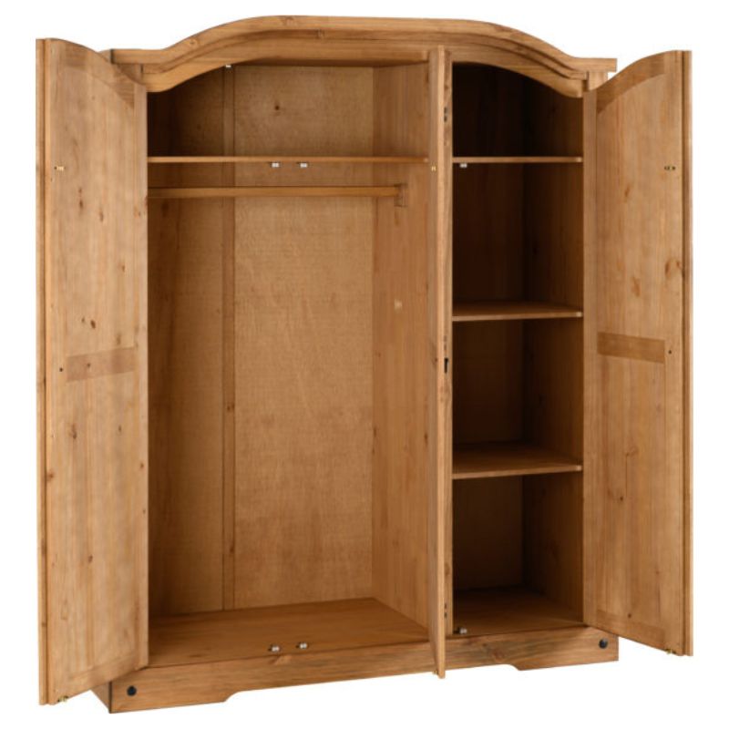 Seconique Corona 3 Door Wardrobe Distressed Waxed Pine