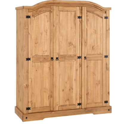 A wooden armoire with four doors, perfect for storing clothes and accessories.