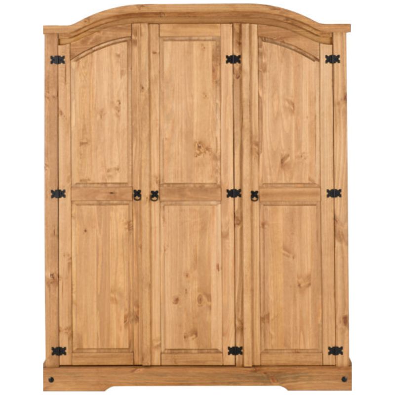 Seconique Corona 3 Door Wardrobe Distressed Waxed Pine