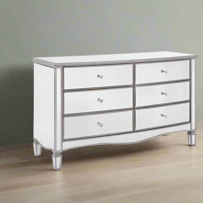 Birlea Elysee 6 Drawer Wide Chest Glass