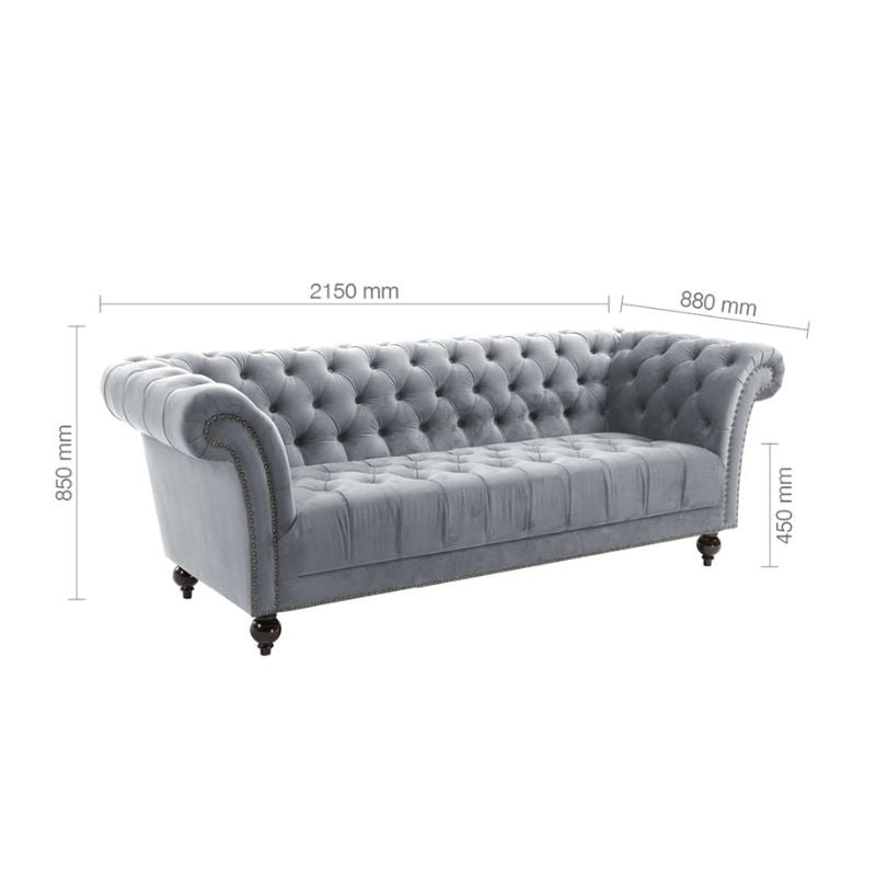 Birlea Chester 3 Seater Sofa Grey